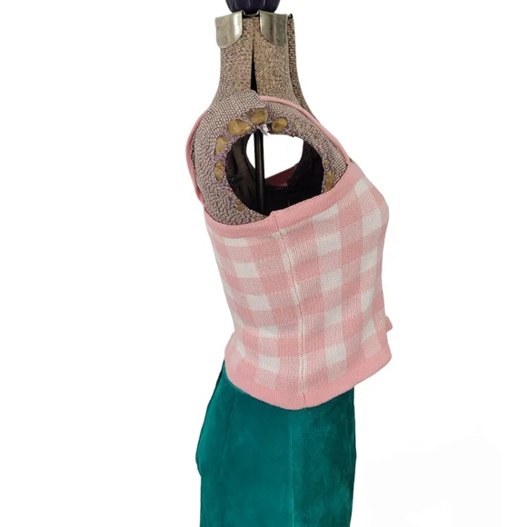 Shein white and pink plaid knit cami size medium - Picture 3 of 8